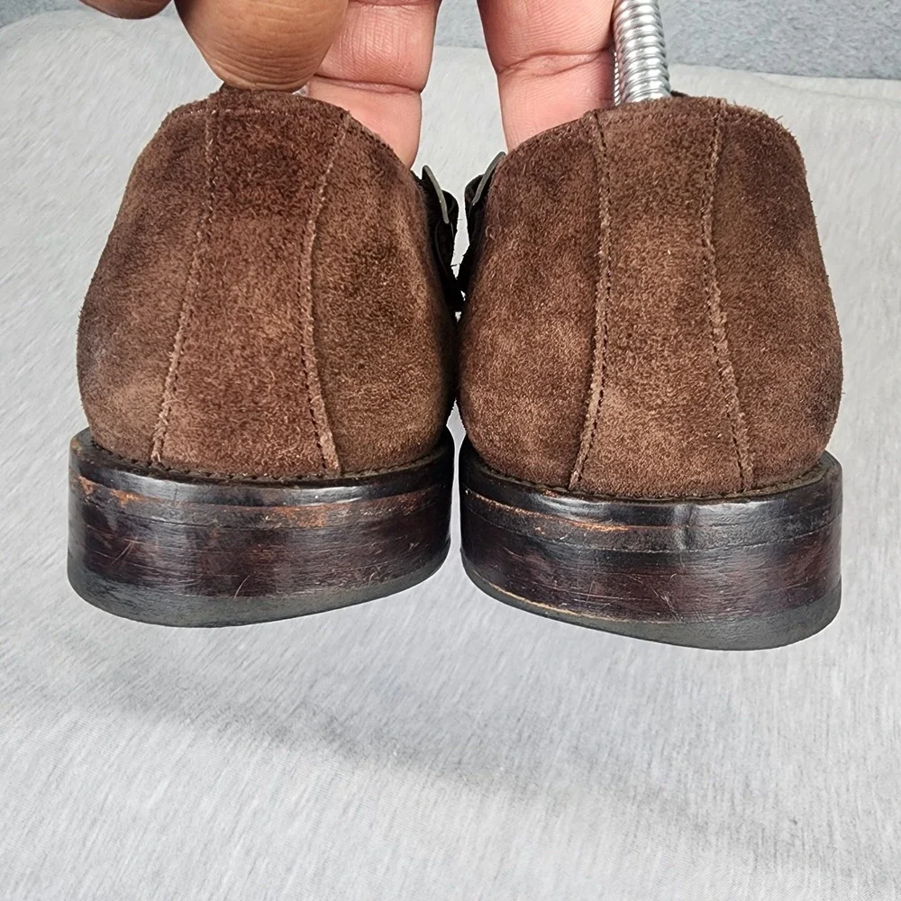 Crosby Square Allen Size 10 Double Monk Strap Brown Suede Loafer Dress‎ Shoes